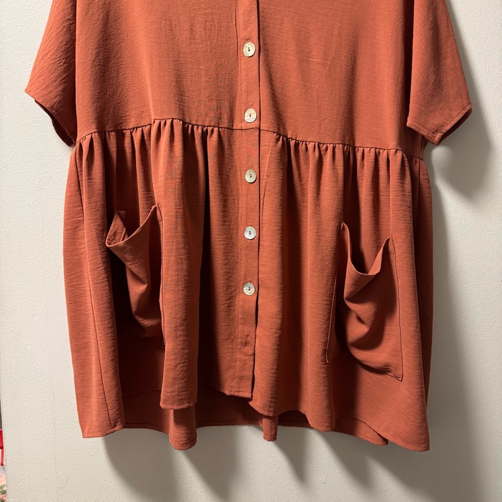 Rust orange button down - Picture 2 of 8